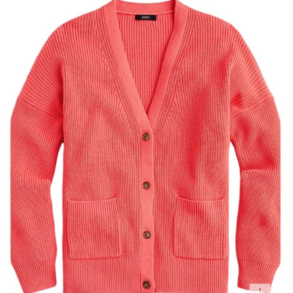 J Crew chunky V-neck cotton cashmere blend cardigan sweater in poppy size XXS